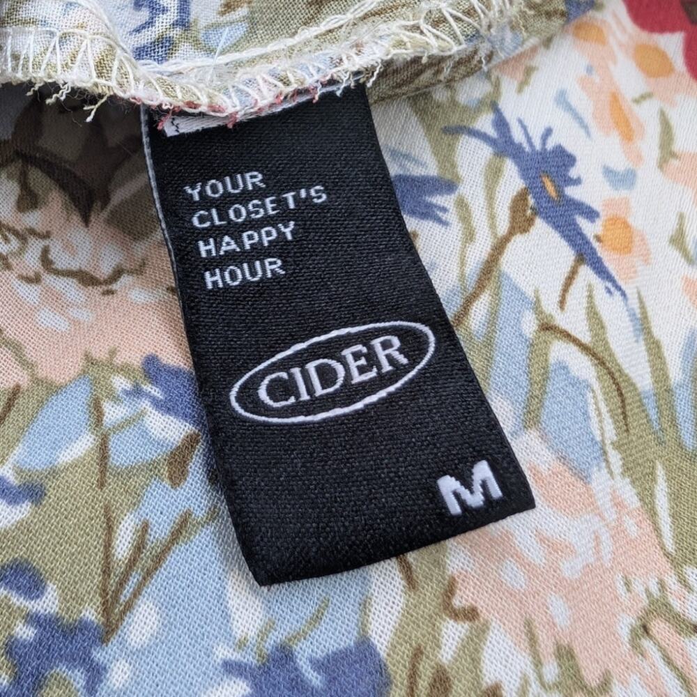 CIDER Ditsy Floral Dress Size Medium Tie Straps Spring Flower Print Flowy Airy - Picture 9 of 11